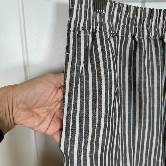 Evereve Pants Womens XL Gray White Striped Larissa Linen Wide Leg Pull On NEW! - Picture 4 of 7